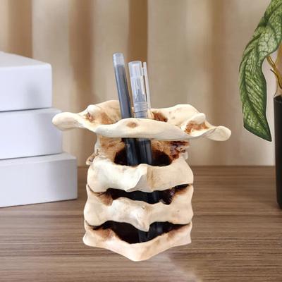 Simulated Spine Pen Holder Vertebral Column Resin Stationery Pencil Stand Organizer Container Home Office Desktop Decoration Ornament