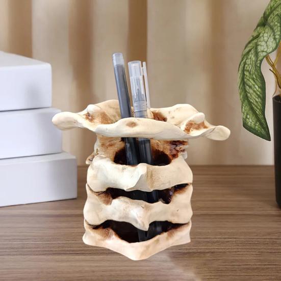 Simulated Spine Pen Holder Vertebral Column Resin Stationery Pencil Stand Organizer Container Home Office Desktop Decoration Ornament