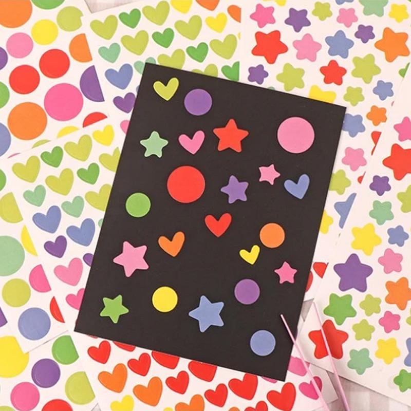 10/20/50sheets Party Stickers Colorful Star Heart Circle Designs for Birthday Wedding Festival DIY Crafts Party Supplies TMZ