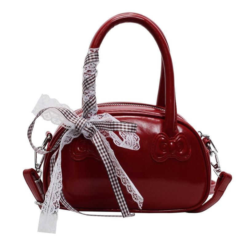 Sweet bow portable small bag women's new fashion commuter bowling bag summer versatile messenger bag