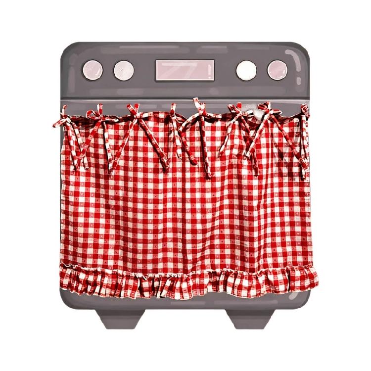 Charm Hand Stitched Oven Cover Curtain With Hide Feature For Farmhouse Kitchens
