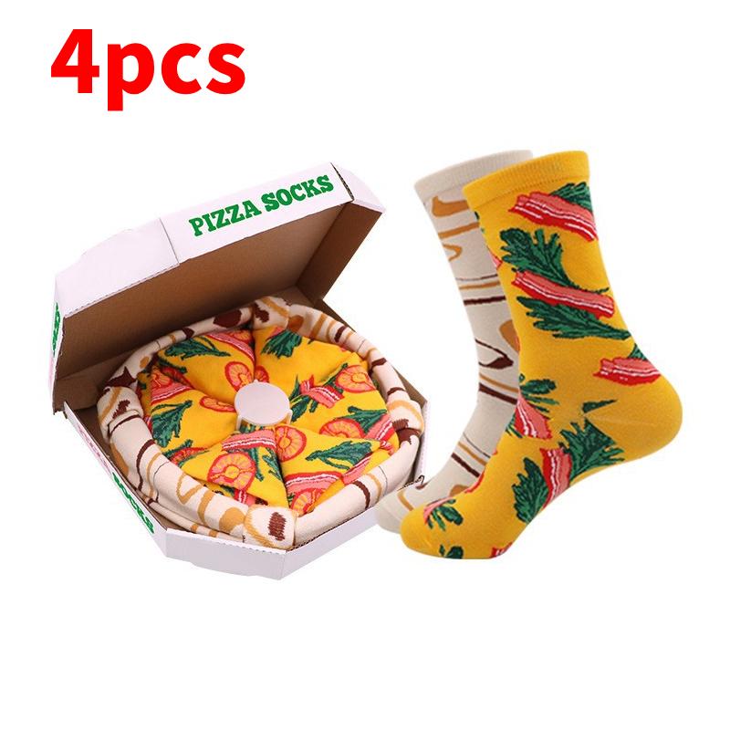 Midcalf Colorful Pizza Socks Box Cartoon Bacon Vegetable Food Christmas Gift
