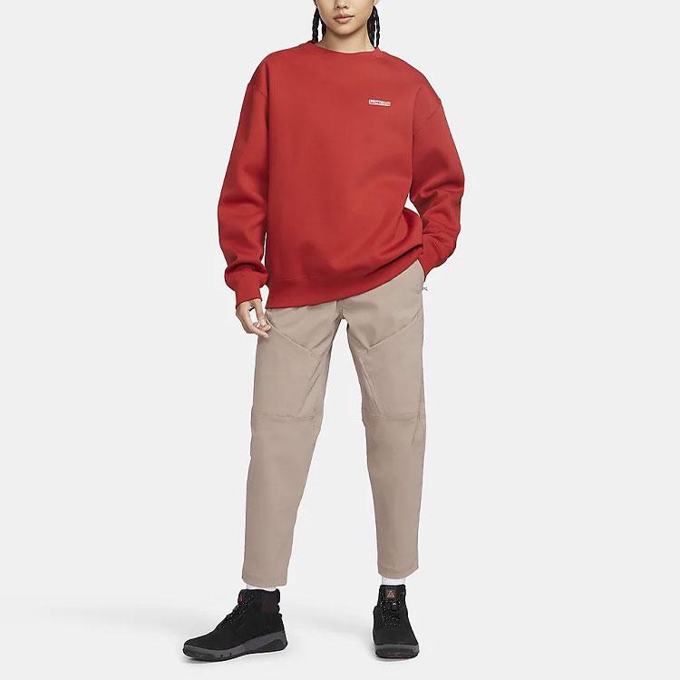 Nike ACG Series Solid Color Mid Waist Drawstring Straight Leg Knit Sports Pants Women Pants Khaki Mountain-White FD5213-247