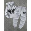 Basic Hoodie - Set Graffiti Print Loose Fit 2-Piece Teen Youth