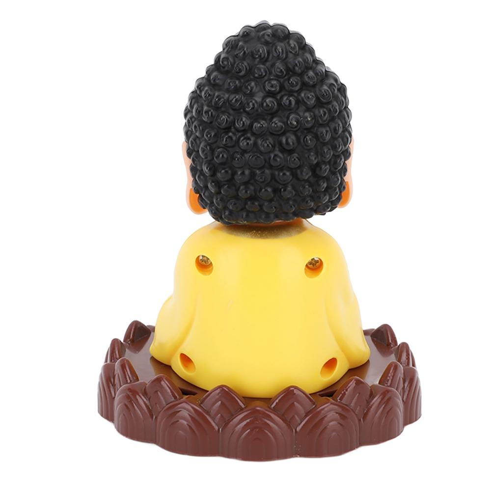 4.33x3.35in Solar Nodding Buddha Desktop Ornament  Car Interior Dashboard Display