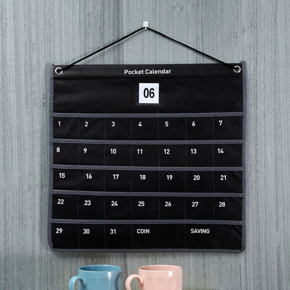 Wall-mounted Calendar Pouch Pocket Non-woven Fabric Hanging Coin And Stationery Monthly Calendar Storage Bag