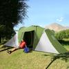 Large Camping Tent Tunnel Tent with 2 Bedroom and Living Area, 2000mm Waterproof, Portable with Bag for 4 Man, Green