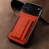 EUCAGR Luxury  PU Leather Stand Phone Case For iPhone 17/16/15/14/13/12/11 Pro Max Cord Slot Holder Cover For iPhone 17 Pro Max