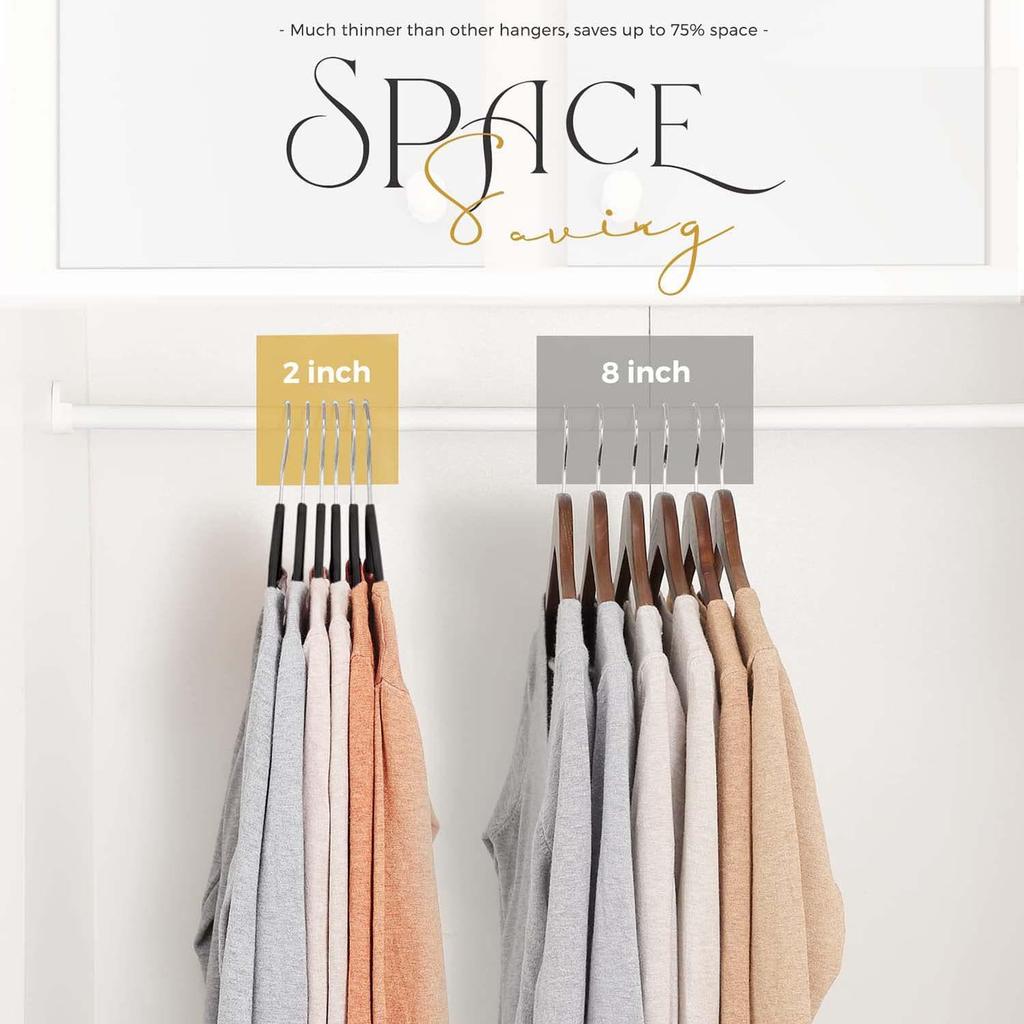 Black Flocked Non-Slip Multi-Functional Anti-Wrinkle Adult Clothes Hanger