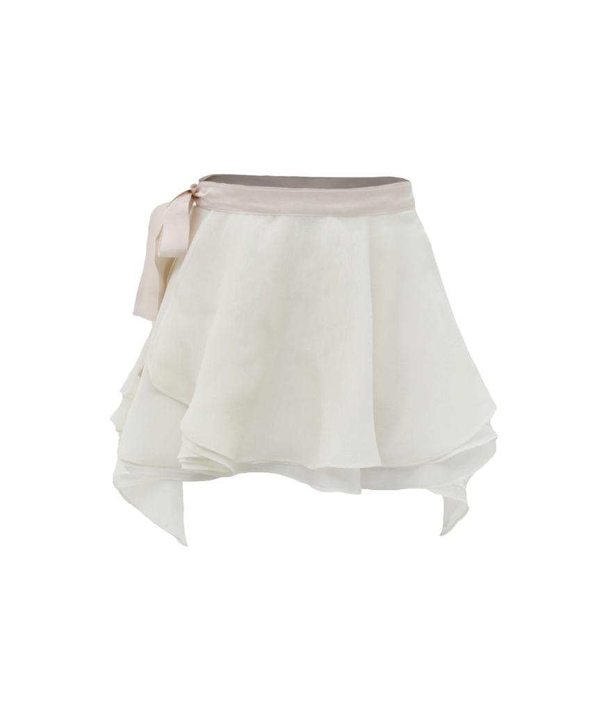Odeuwonaus Chiffon Wrap Skirt Ivory