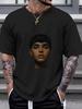 1pc Male Portrait Black T-shirt
