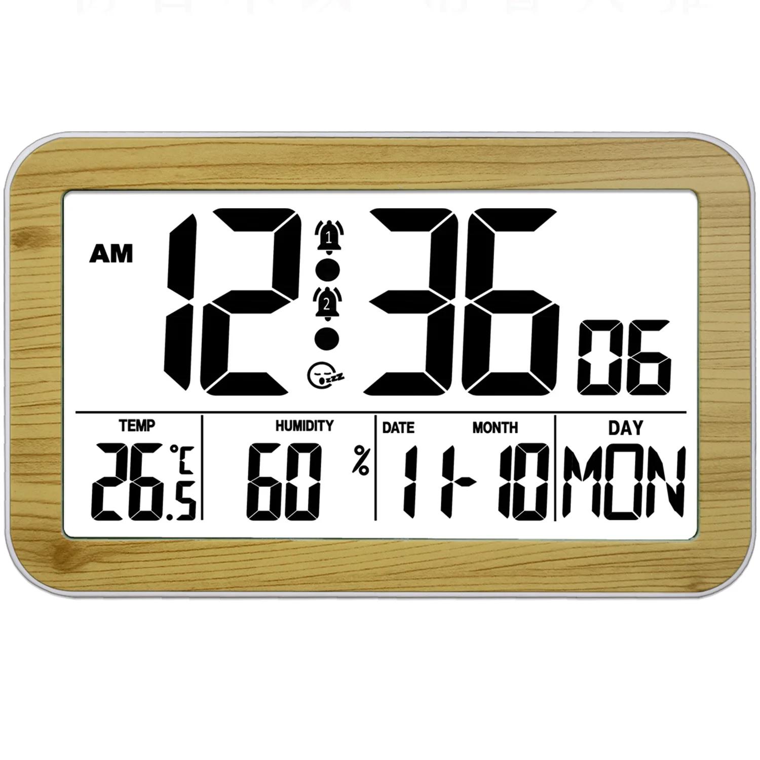 

Старинные настенные часы с отделкой под дерево, ЖК-дисплеем высокой четкости и многофункциональным дисплеем температуры и влажности