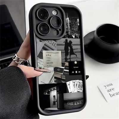 Matte Telefonabdeckung mit „Fragments of Life“-Muster für iPhone 16 Plus 15 Pro 14 Pro Max 13 12 11 XS XR, weiche TPU-Silikonhülle mit stoßfestem Linsenschutz