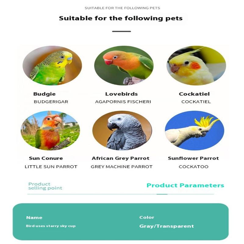 Miska na krmení ptáků Odnímatelná Průhledná miska Plastová Nádobka na jídlo Do klece Pohodlný Závěsný Krmítko na semena a vodu pro papoušky