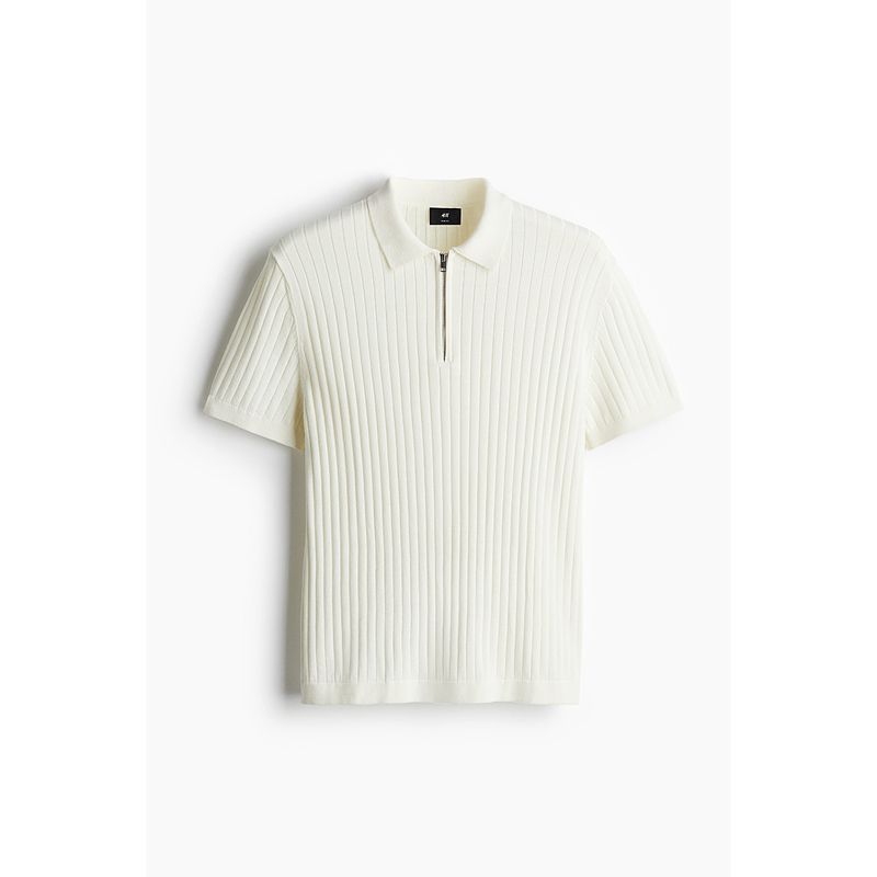 

Мужская рубашка поло HM Осень 2025 Новое поступление Рабочая одежда Плечо Ребристый трикотаж Рубашка с коротким рукавом 1285783 Cream color 165/84