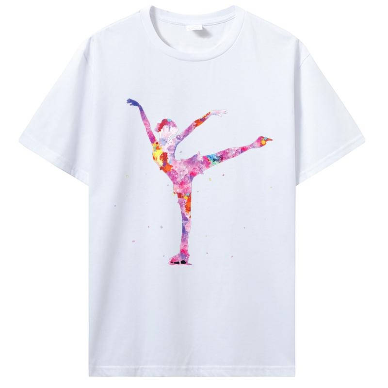 Funny Beautiful Ice Figure Skater Girl T Shirts Graphic Streetwear Short Sleeve Birthday Gifts Skating T-shirt Men Clothing