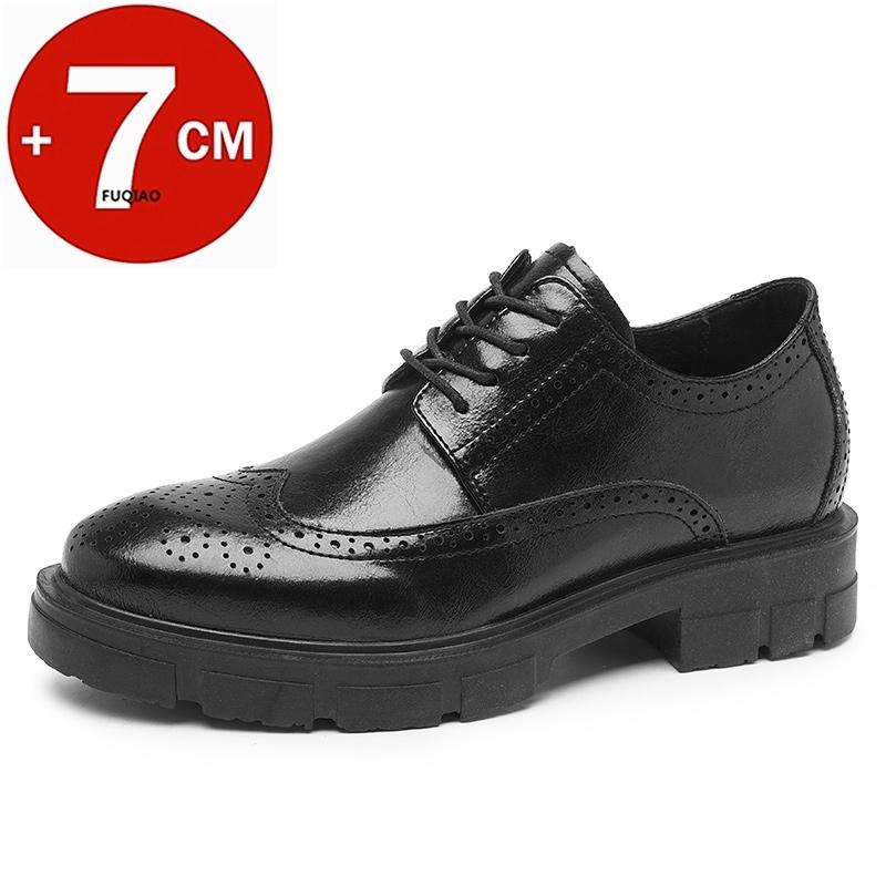

Модная мужская обувь броги дерби на платформе 7 см, формальная кожаная обувь оксфорды на скрытой платформе для офиса, свадьбы, бизнеса 38 чёрный