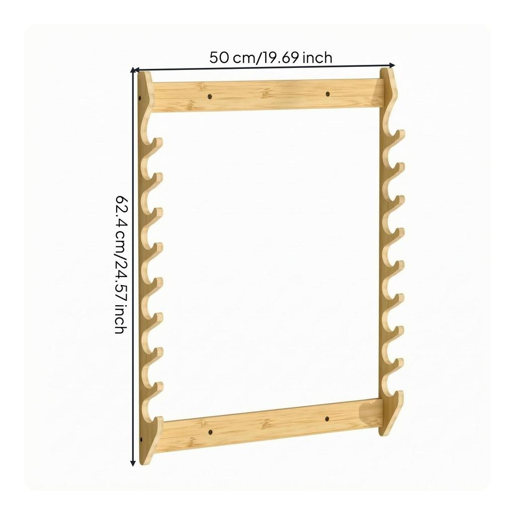 Fishing Rod Rack Wall Display Wooden Holder Pedestal Frame for Rods Organization