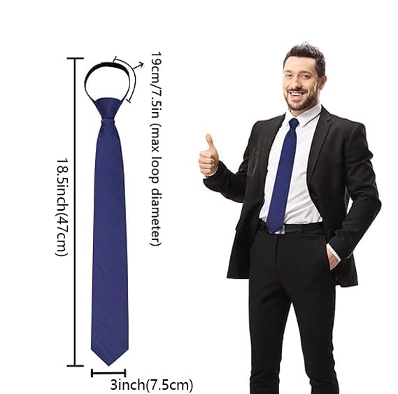 [BetterJonny] [Set of 5] One-touch ties, approximately 48cm long, adjustable men's ties with zippers, 3-second fastening, no tying required, easy
