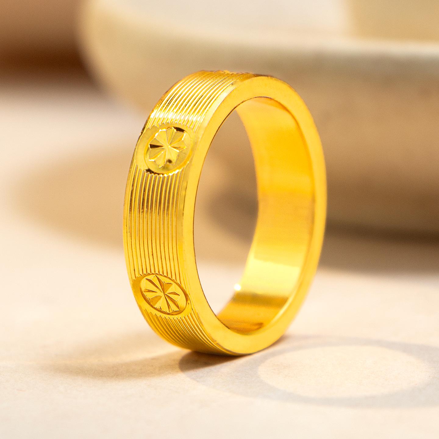 2026 Vietnamese Sand Gold Brushed Rice Pattern Ring: Ancient Method, Luxurious High-End Feel Diameter 17mm, HK Size 7