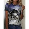Summer Animal Wolf T-Shirts Women's Round Neck Short Sleeve T Shirt Oversized Harajuku Tees Y2k Tops Female Clothing