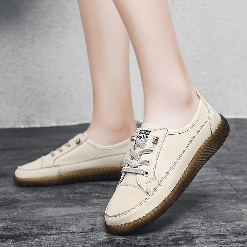 Fashion Genuine Leather Soft Sole Outdoor Summer Walking Vulcanized Shoes Women Jogging Sneakers Woman Flat Trainers Fitness Footwear