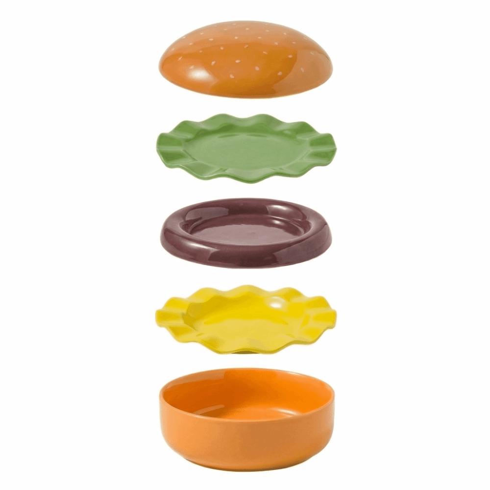Ceramic Stackable Hamburger Plate Food Tray Mini Dinner Plate Set Sauce Containers  Dining Table