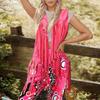 1970s Hippie Party Costume Set With Fringe Vest Groovy Pants And Bandana Earrings For Fashion Themed Event