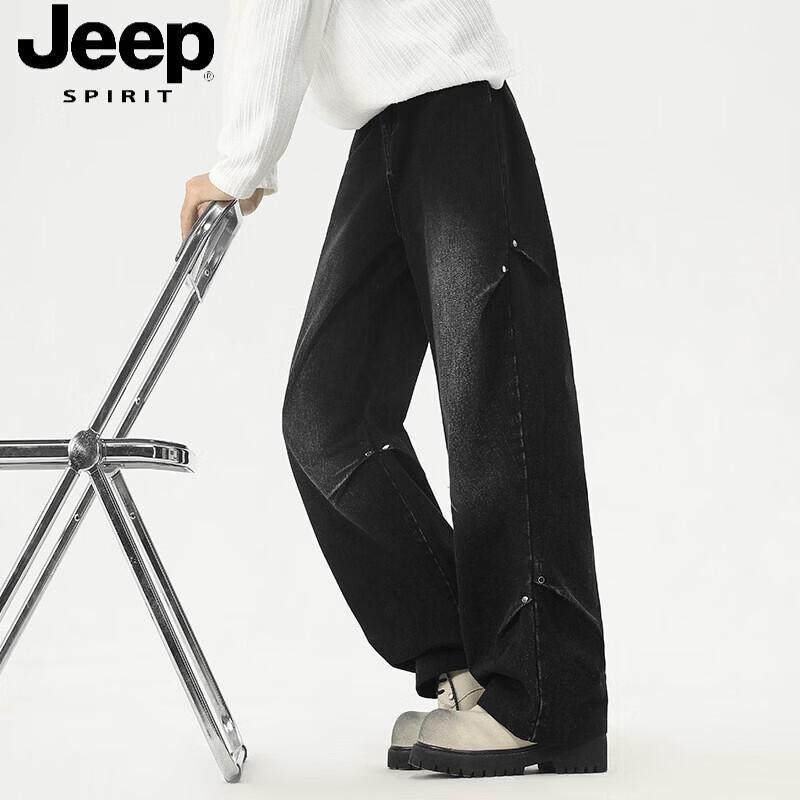 JEEP SPIRIT Men s Deconstructed Rivet Straight Jeans L