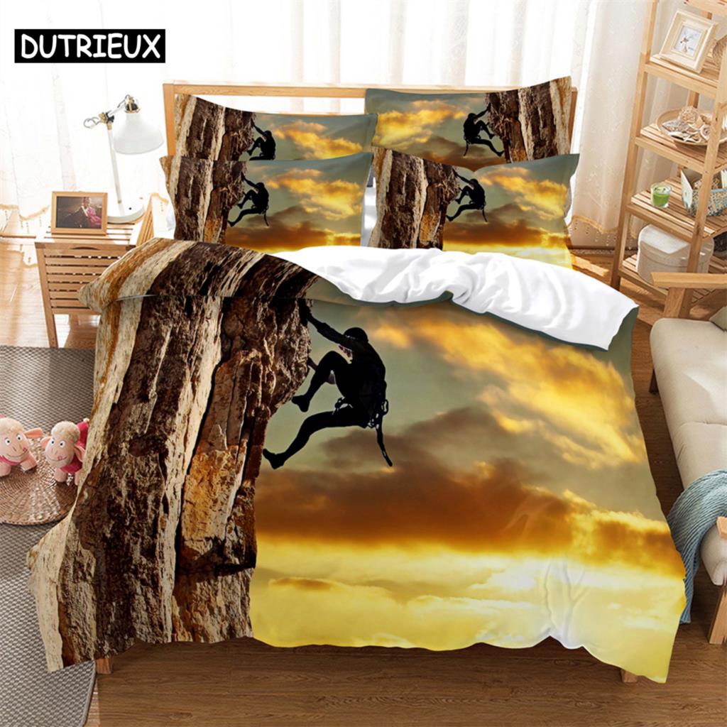 

Rock climbing Bedding 3-piece Digital Printing Cartoon Plain Weave Craft For North America And Europe Bedding Set Queen (135x200cm)&set