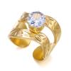 Xiyin stainless steel ring plated with 18k real gold, light luxury high-end titanium steel zirconium-inlaid irregular ring