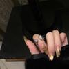 Zircon Black Sophisticated Ring For Women Unique Adjustable Style Geometric