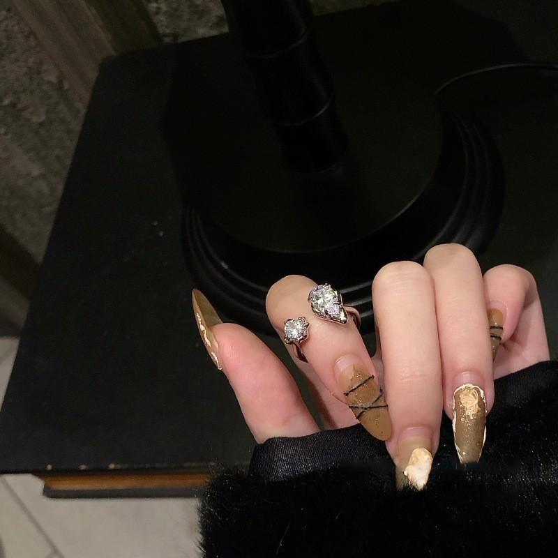 Zircon Black Sophisticated Ring For Women Unique Adjustable Style Geometric