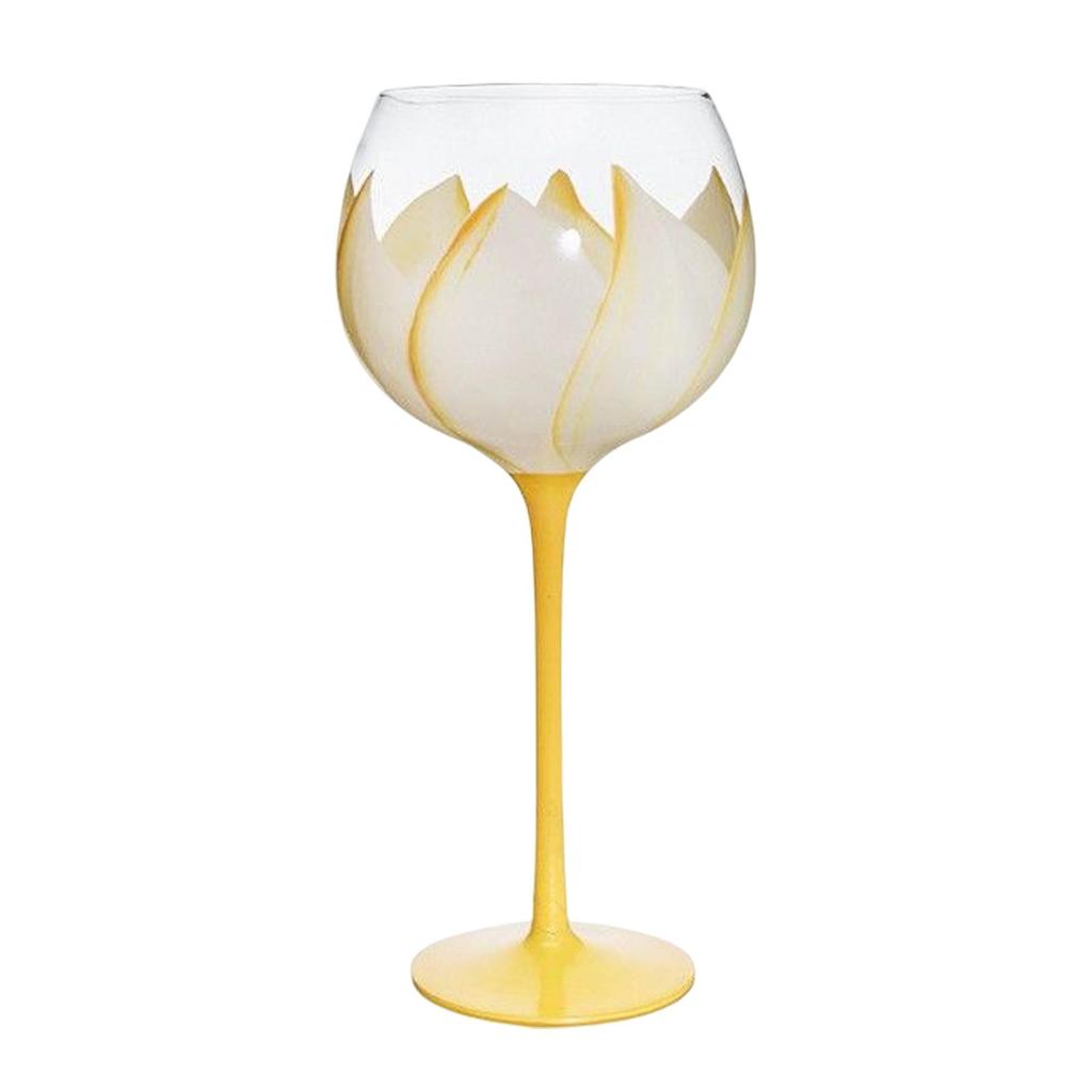 Floral Goblet Stemware Ornament Decoration Gifts Photo Props Hand Painted 440ml Drinks Glass for