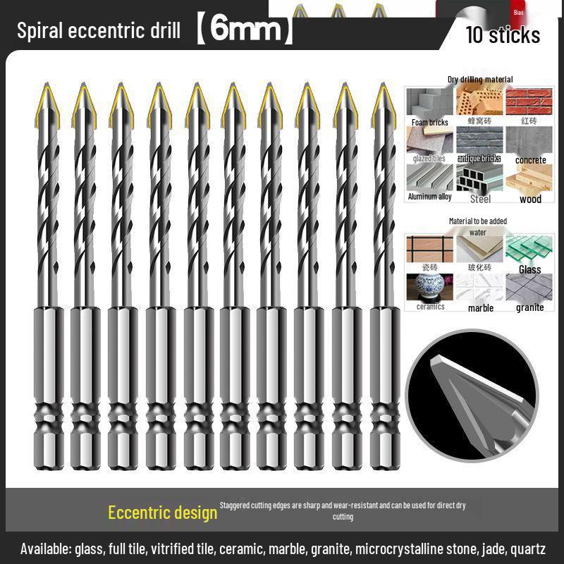 Carbide Eccentric Drill Bit for Electric Drills - Ideal for Round Hole Drilling in Concrete, Brick, and Porcelain Tiles.