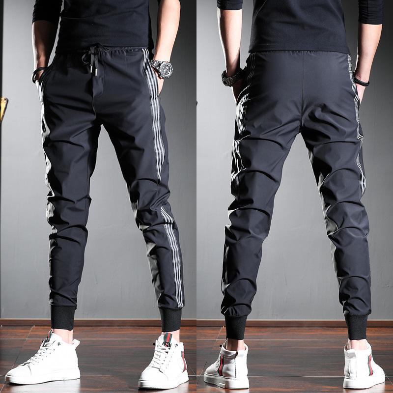 Men's 2024 Ice Silk Ankle-Length Casual Sports Pants - Summer Thin Tencel Korean Slim Fit Trousers