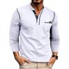 T-Shirt Men Basic Breathable Men's Long Sleeve Tops Tee Shirts Spring Autumn Casual Solid Color Button T Shirts