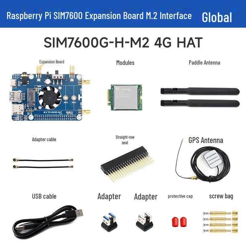 MicroSnow 4G Expansion Board with GNSS for Raspberry Pi (SIM7600G-H M.2, Global Multi-Band)