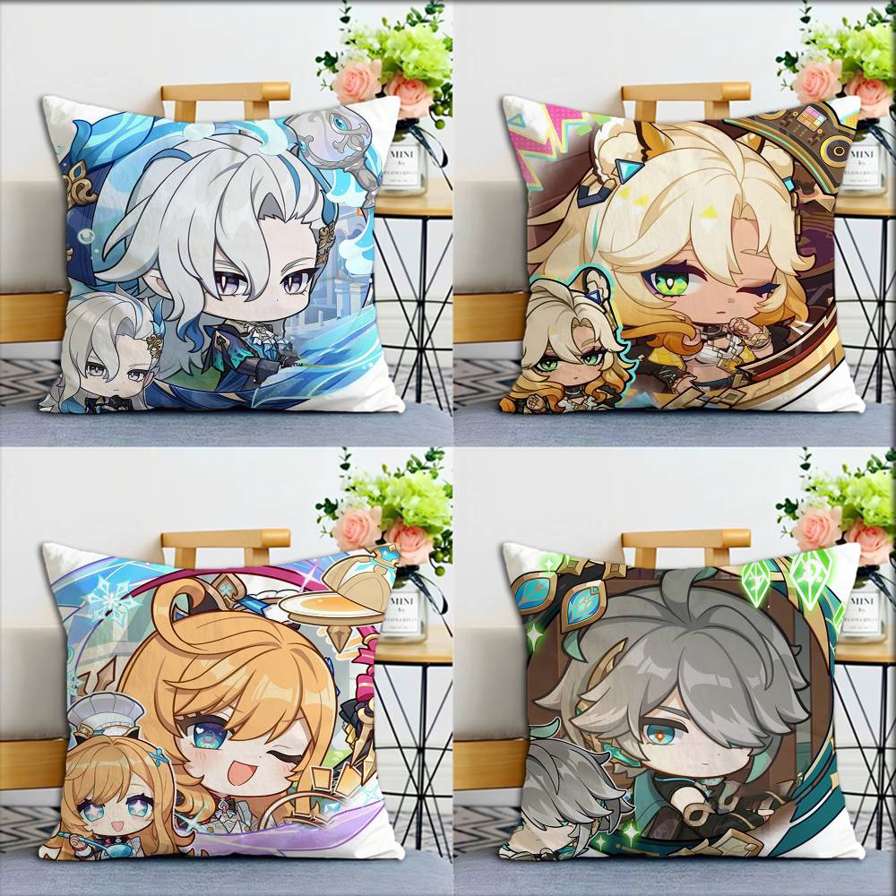 Game G-enshin I-Impac-t World Various Sizes Square Pillow Case For Car Home Bedchamber Decor