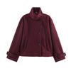 2026 Womens Street Fashion Stand Collar Short Wool Coat Outerwear W025 12107