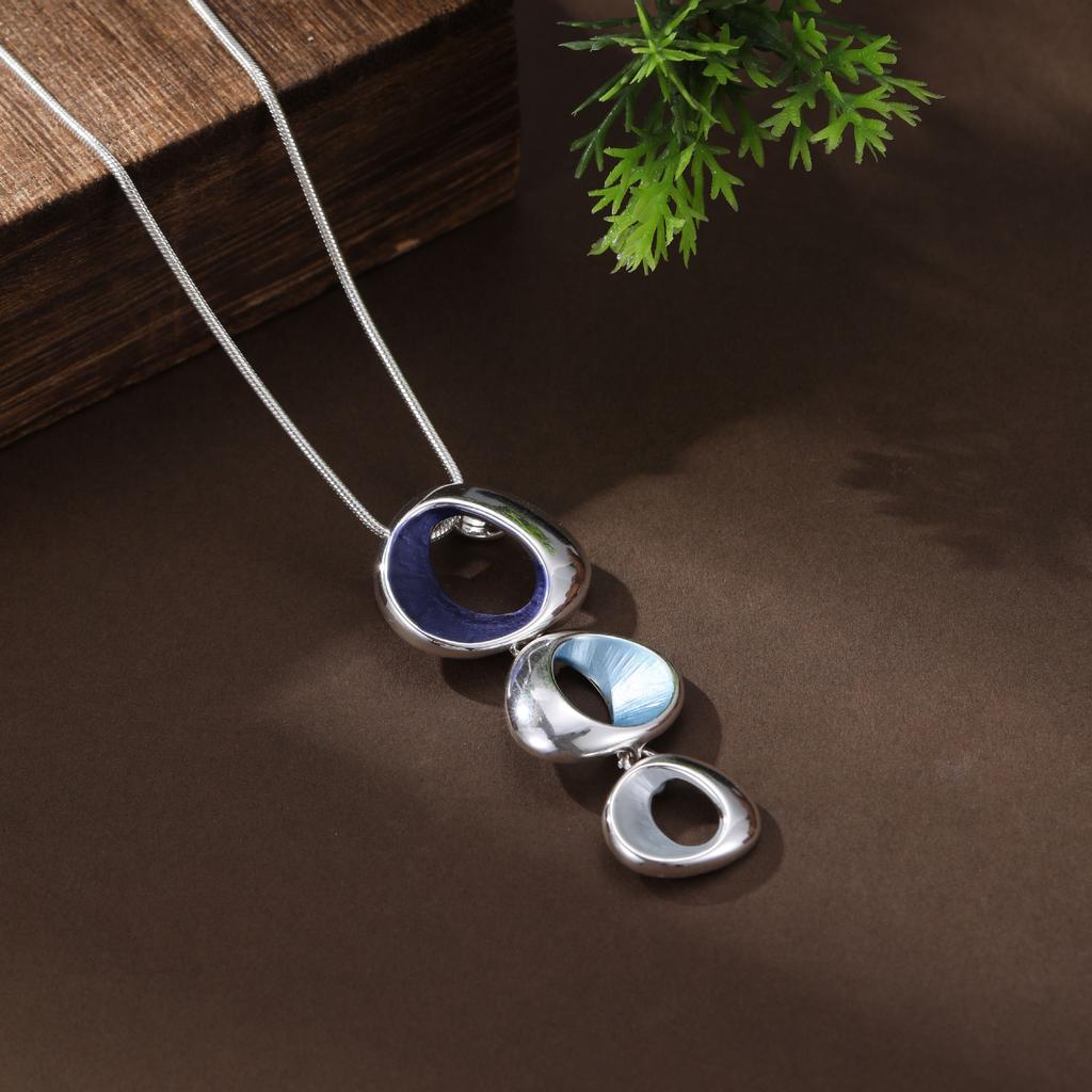 New enamel color hollow ring small pendant women's simple fashion high sense irregular ring necklace