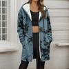 Women's Gradient Print Fashionable Loose Zipper Fleece Hoodie Jacket