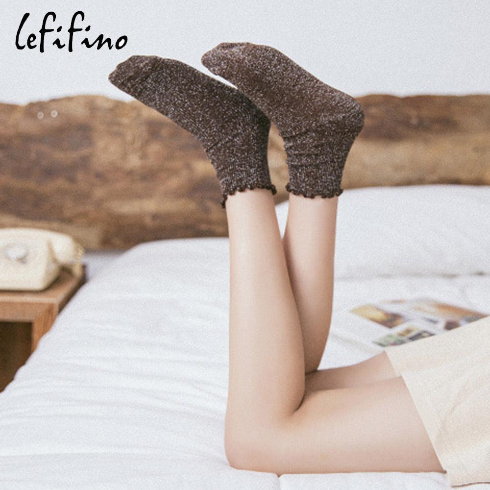 Fashion Retro Shining Surface Daily Women's Socks Pure Cotton Sweet Girl Rib Knit Spring Summer Socks Shiny Woman Simple Socks