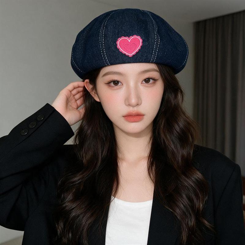 Love cowboy beret children summer sweet and cute patch bud painter hat fashionable versatile face hat
