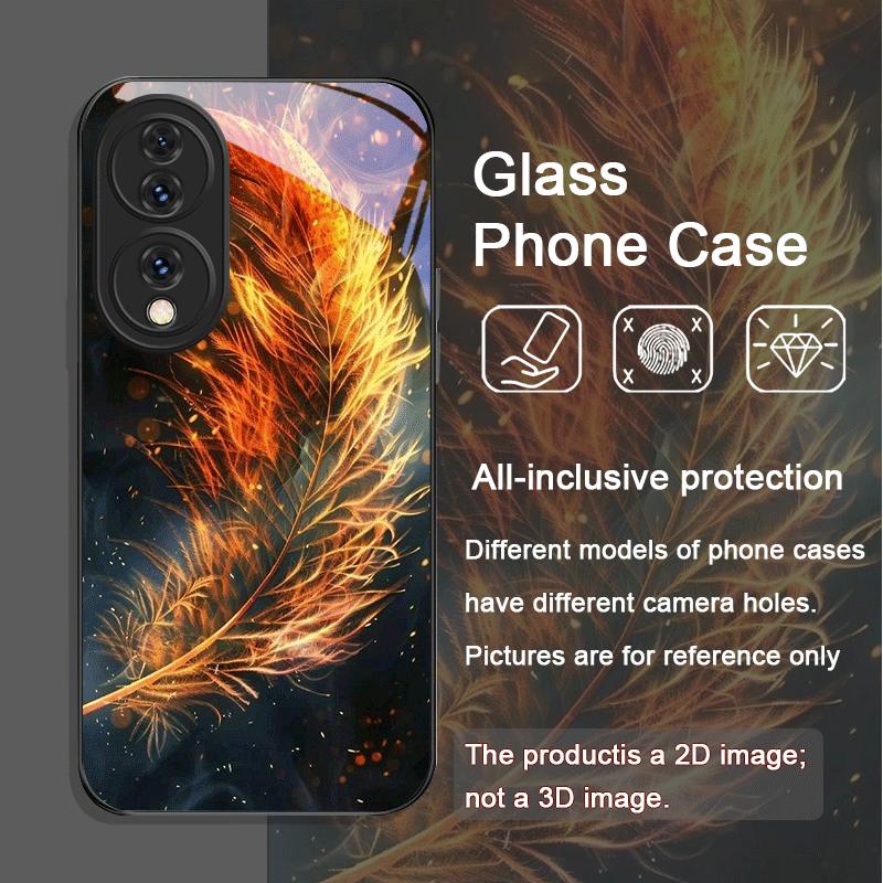 Aesthetic Phoenix Fire Feather Pattern Tempered Glass Phone Case for Huawei Nova 13 Pro 12 11 SE 10 P60 P40 Mate 40 50 60 Cover