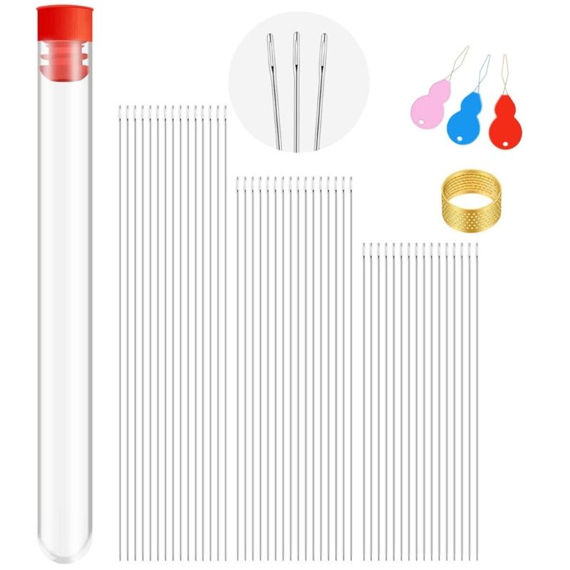 65 Pcs Beaded Needles 3 Sizes  Beaded Needles Foldable Beaded Needles Set for Jewelry Making with Needle Bottles 1