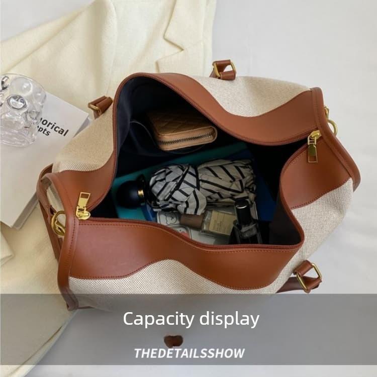Canvas patchwork large capacity Boston bag women's travel bag
