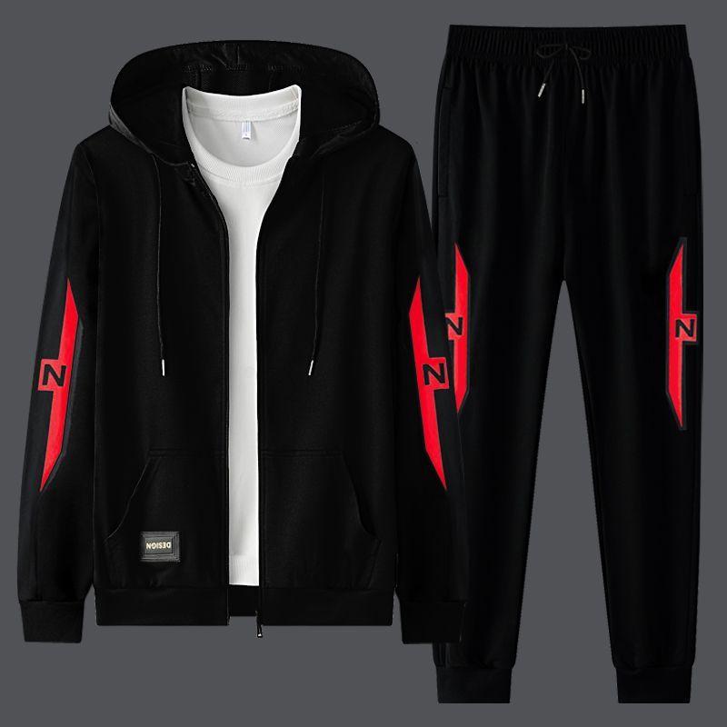 

Из двух частей модное пальто с длинным рукавом спортивный костюм мужские повседневные брюки-свитер с капюшоном XXXXL красный