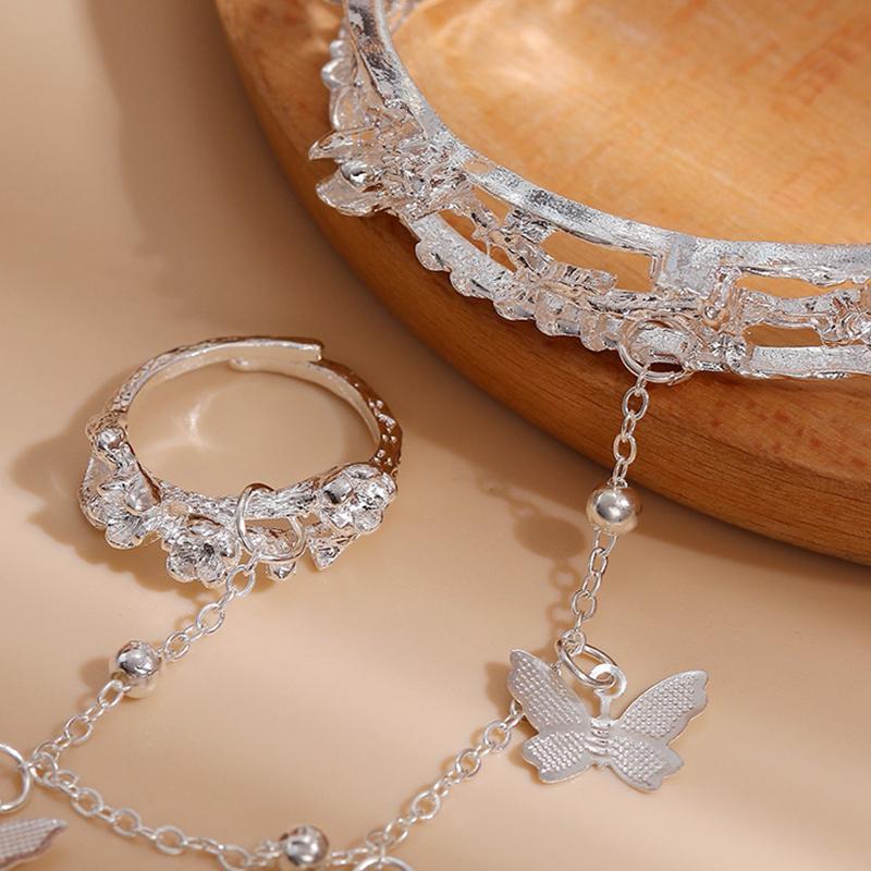 Anime Tian Guan Ci Fu Bracelet With Bell Ring Hua Cheng Xie Lian Adjustable Butterfly Finger Rings Pendant Jewelry Accessories