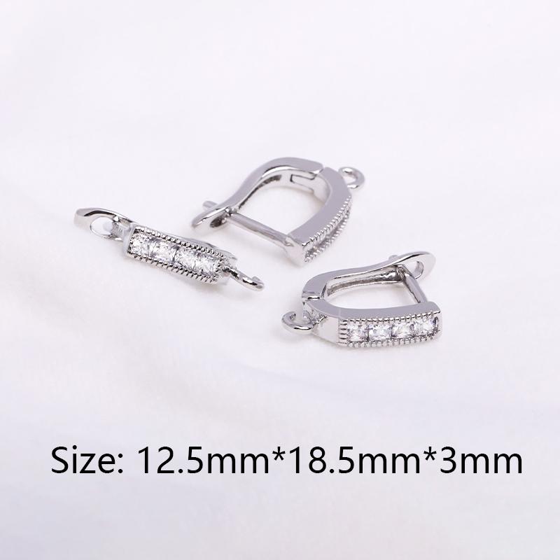 Earring Making Supplies 18K Gold Plated Inlaid Zircon Earring Hooks With Open Jump Ring,DIY Jewelry Accessories Wholesale
